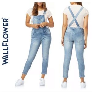 Wallflower Skinny Denim Overalls with Criss-Cross Back, size XL